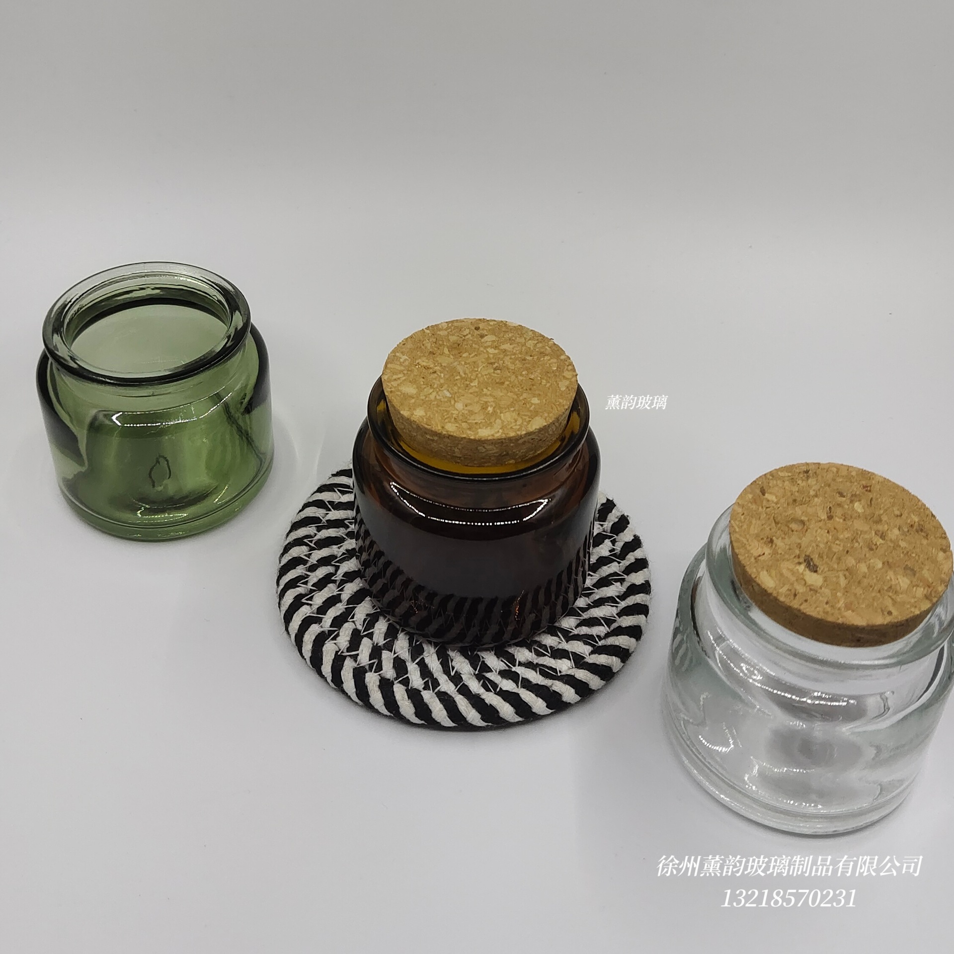 100ml茶色香薰蜡烛杯玻璃罐 diy木塞罐玻璃烛台杯 蜡烛罐玻璃瓶子