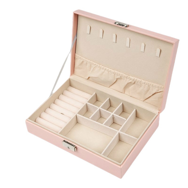 Double Layer Jewelry Storage Box Wholesale Spot with Lock Jewelry Box Princess European Korean Wooden Jewelry Box