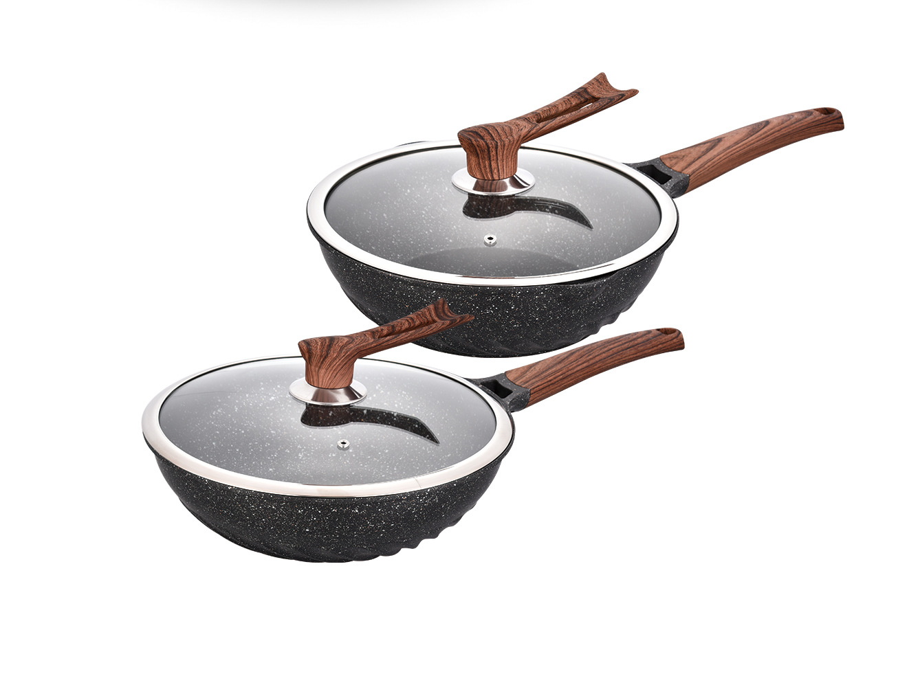 One Piece Dropshipping Medical Stone 32cm Cyclone Bottom Non-Stick Wok Die Casting Kitchen Frying Pan Multi-Functional Applicable to Gas Stove