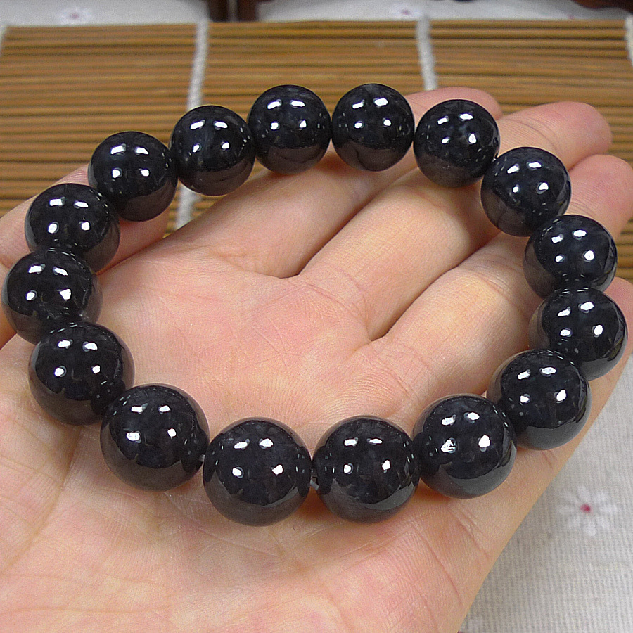 送证书缅甸翡翠乌鸡种手串 男款18mm糯种翡翠乌鸡手链批发送礼