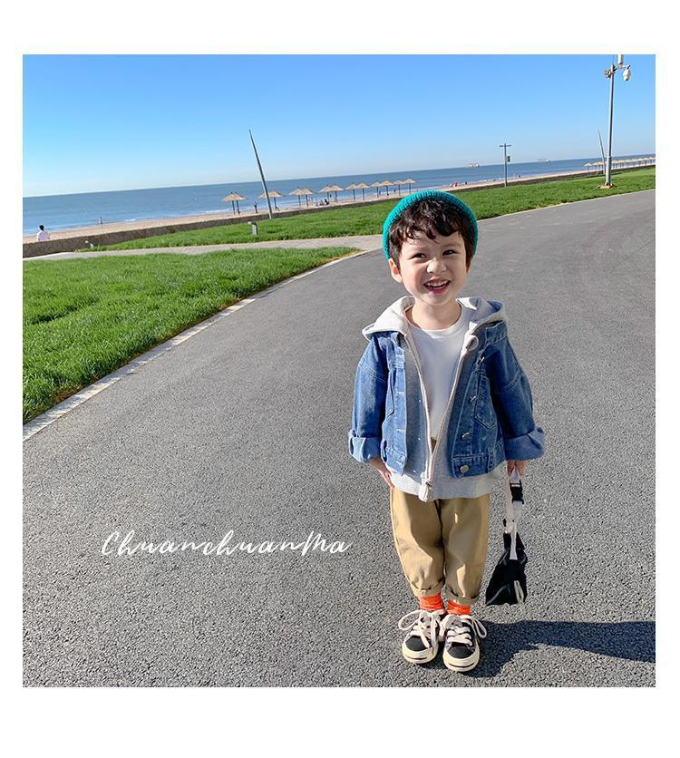 儿童牛仔外套男2021新款童装男童秋装连帽夹克洋气宝宝上衣春秋款