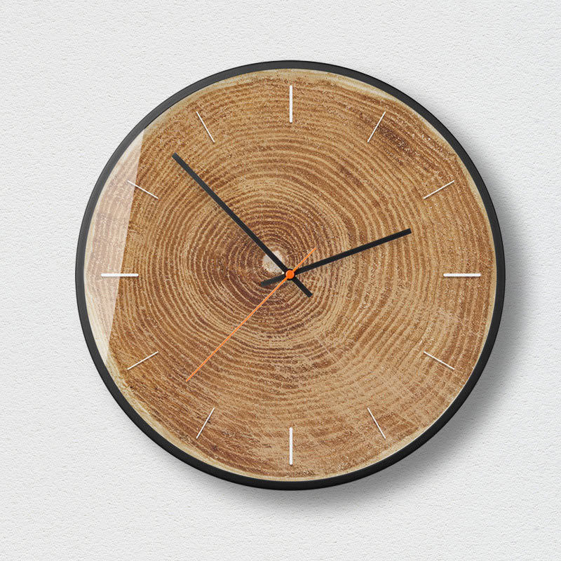 Wood Grain Wall Clock Living Room Modern Minimalist Mute Quartz Clock Creative Pocket Watch Bedroom Clock round Clock O52