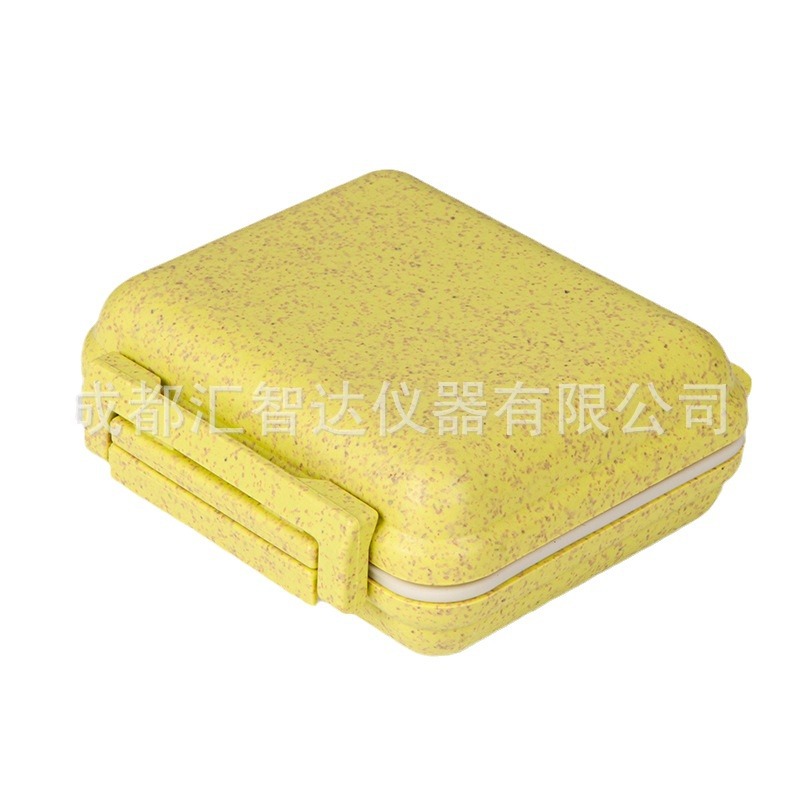 Portable 6-Grid Double-Layer Wheat Medicine Box Pill Storage Box Double-Layer Sealed Medicine Sub-Packaging Medicine Kit Wholesale