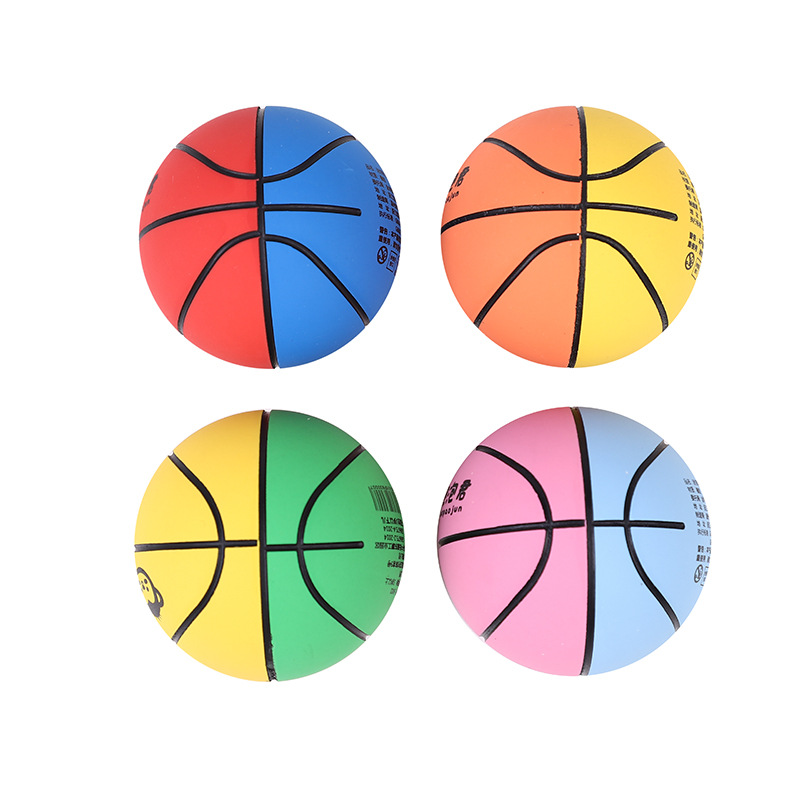 6cm Mini Hollow Rubber High Elastic Bouncy Ball Color Basketball Football Children Bouncing Ball Pet Small Bullet