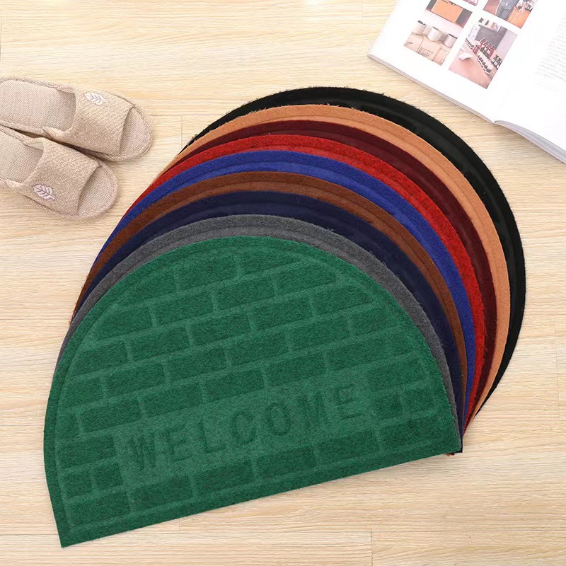Foreign Trade Export Semicircle Rectangular Napping Floor Mat Door Mat English Welcome Pressed Words Dust Hydrophilic Pad
