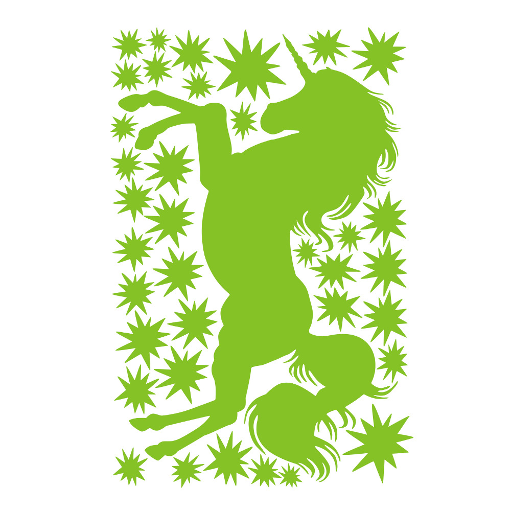厂家货源跨境新款夜光卡通独角兽墙贴画荧光贴家居装饰画r-8848