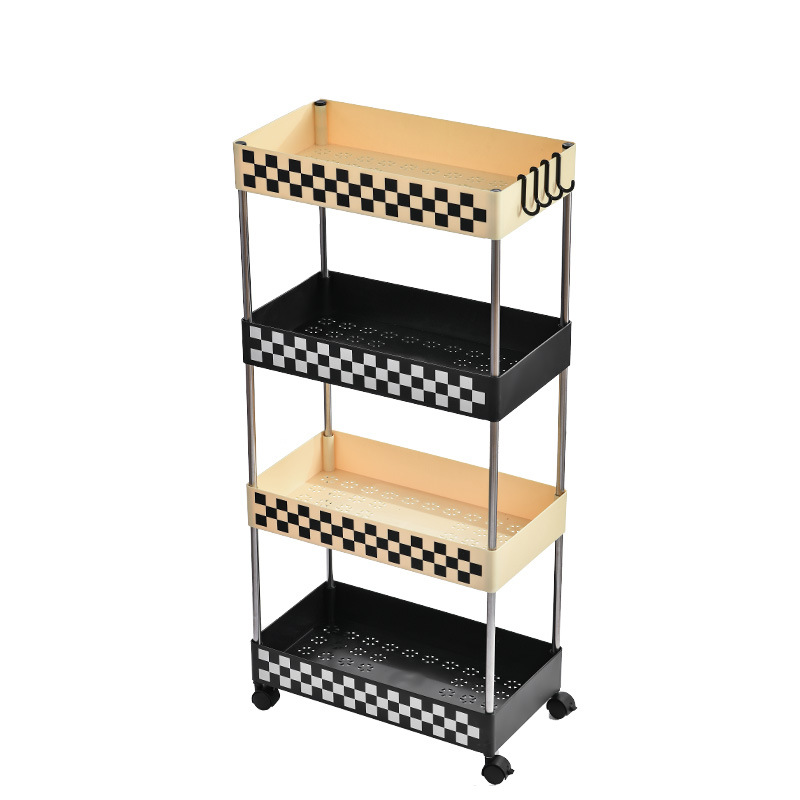 INS Cream Style Snack Storage Rack Multi-Tier Movable Trolley Snack Storage Rack Living Room Bedroom Storage Shelves