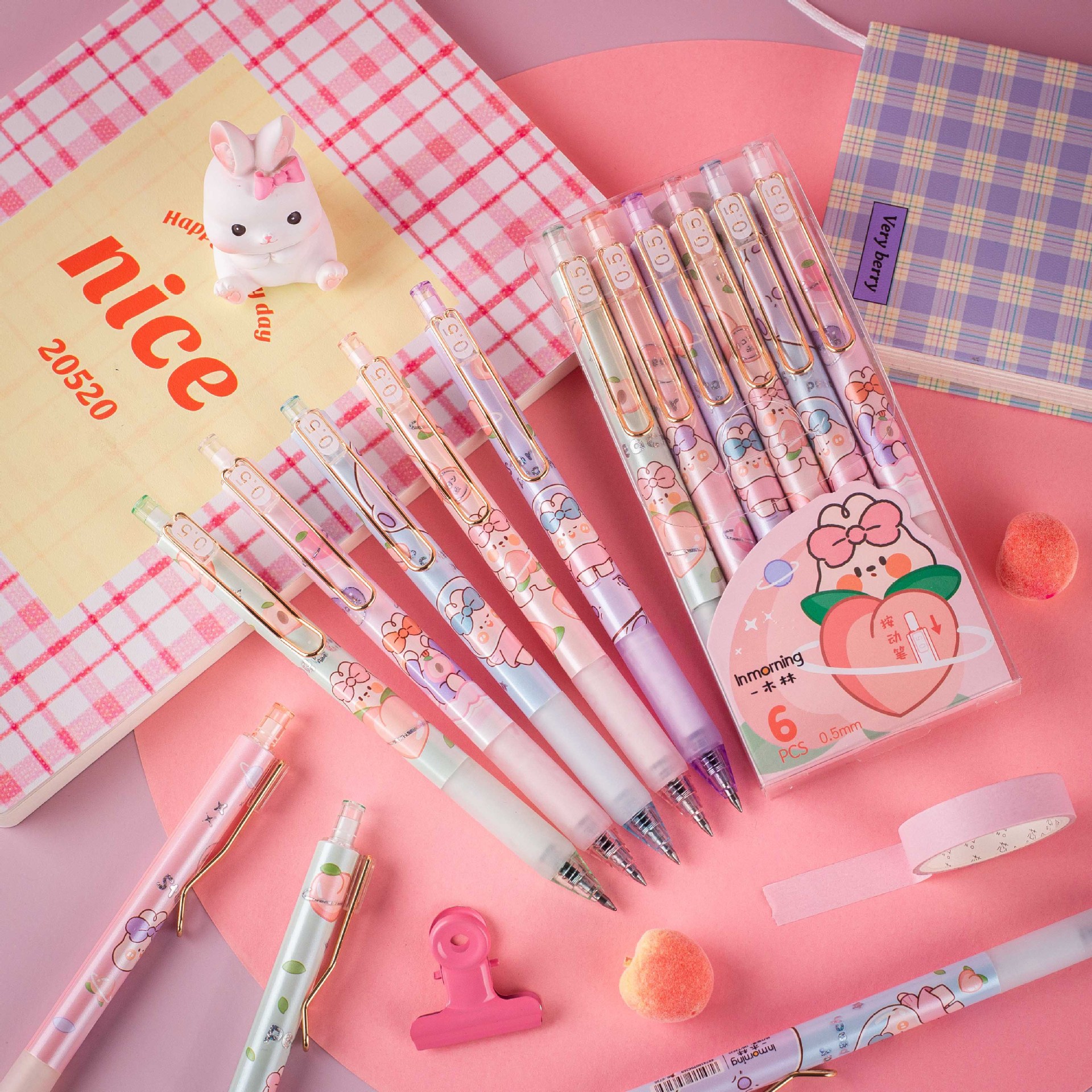 超萌按动笔创意中性笔签字笔水笔可爱日系少女卡通水笔按压式黑笔