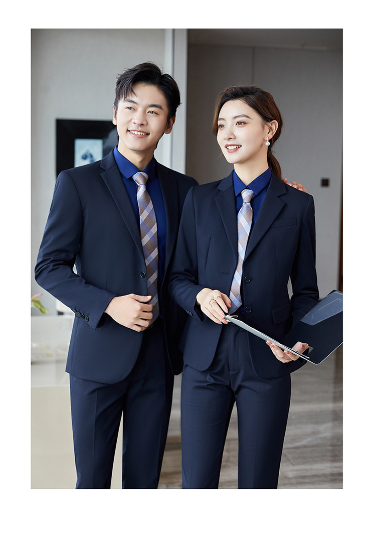 男士秋冬商务休闲正装男女同款职业装销售工作服弹力色纺西装套装