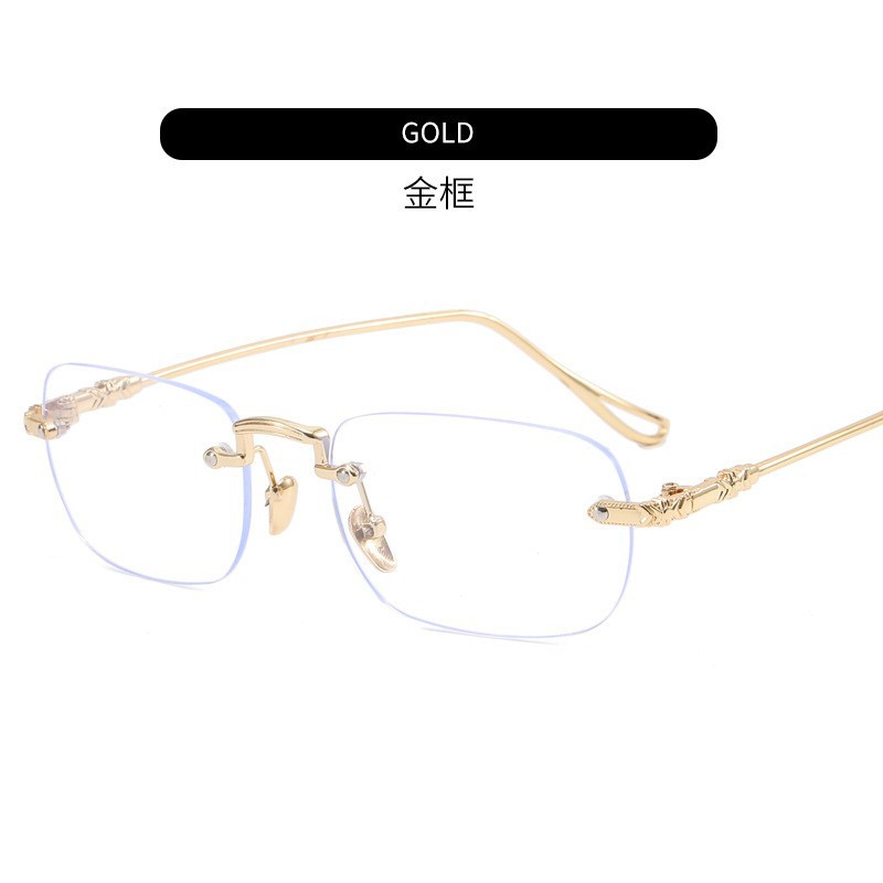 Fashion Frameless Metal Glasses Women's Fashion Glasses Rimless Optical Glasses Anti Bule Light Eyeglasses