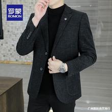 罗蒙男士小西装外套男休闲春秋季商务西装中年爸爸套装西服男秋冬