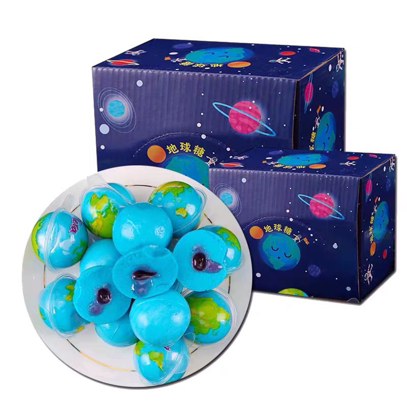 3d地球糖爆浆地球软糖流心整箱批网红糖果仪卡通橡皮糖儿童果汁