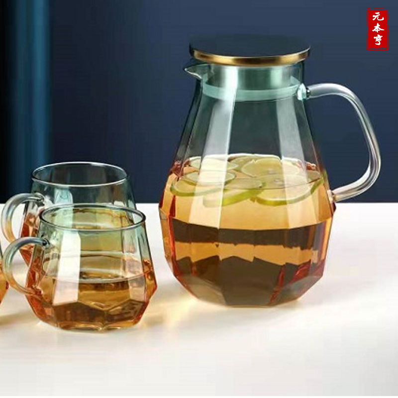 Water Drop Diamond Cold Water Bottle Glass High Temperature Resistant Set Large Capacity Drinking Water Cool Tea Teapot