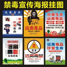 禁毒宣传墙贴标志广告贴 戒毒宣传栏海报珍爱生命大挂图海报m