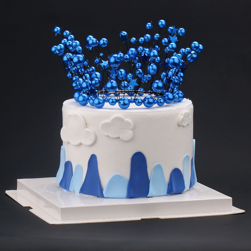 2022新品蓝色皇冠王俊凯同款生日皇冠蛋糕烘焙装饰潮品淘宝进货