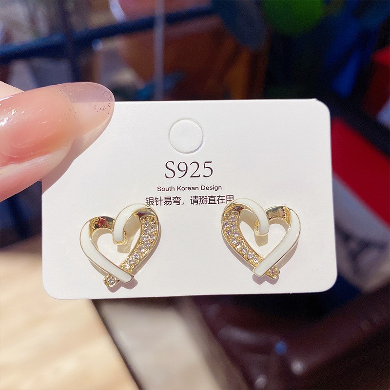 925 Silver Needle Korean Fashion Accessories Popular High-Grade Sweet Trendy Earrings Personality Temperamental Pearl Stud Earrings Female