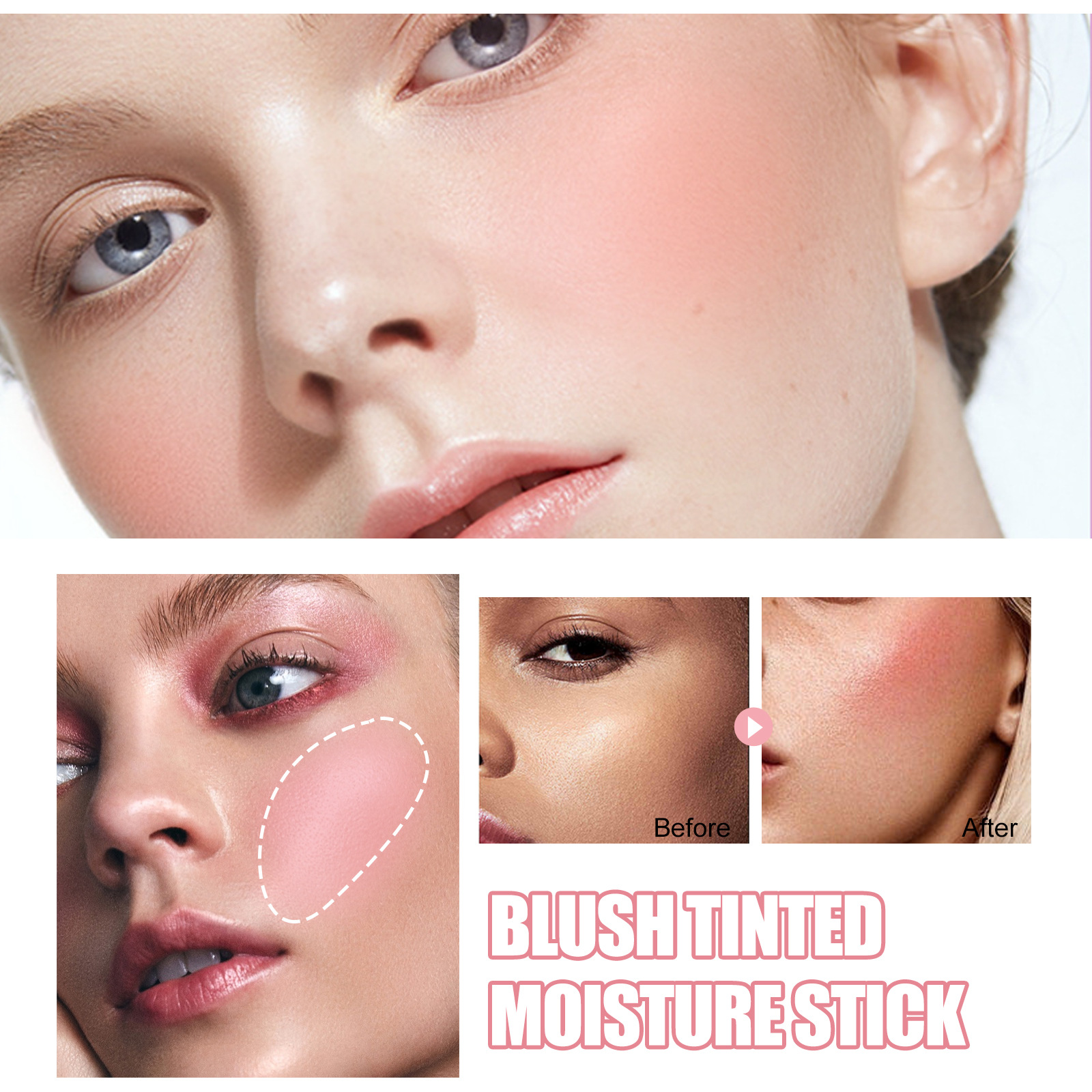 Eelhoe Blush Stick Brightening Base Three-Dimensional Repair Natural Nude Makeup Waterproof Lightweight Multifunctional Blush Stick