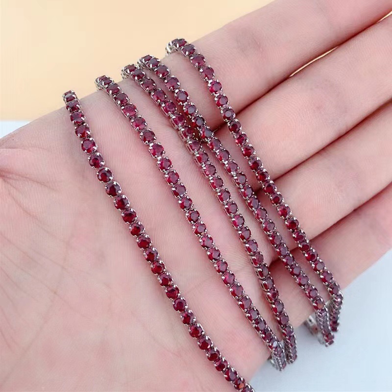 天然石榴石切面镶嵌手链 酒红石榴石排链-阿里巴巴