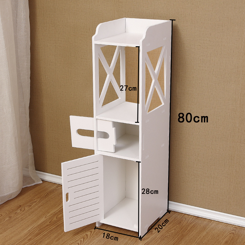 Plastic Shelf for Bathrooms Corner Side Cabinet Floor-Type Large Toilet Multi-Layer Toilet with Door Gap Storage Cabinet