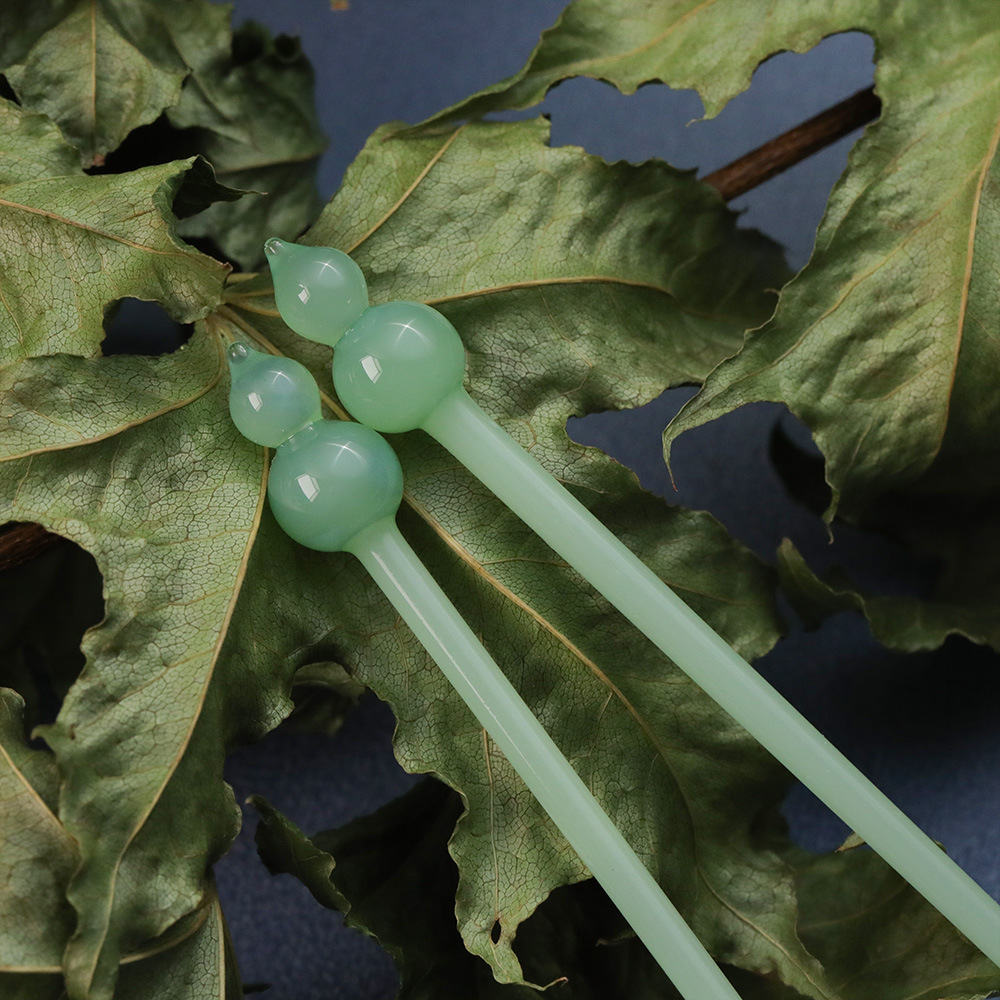 药玉琉璃葫芦簪宋风传统汉服首饰古法手工制作古风发簪