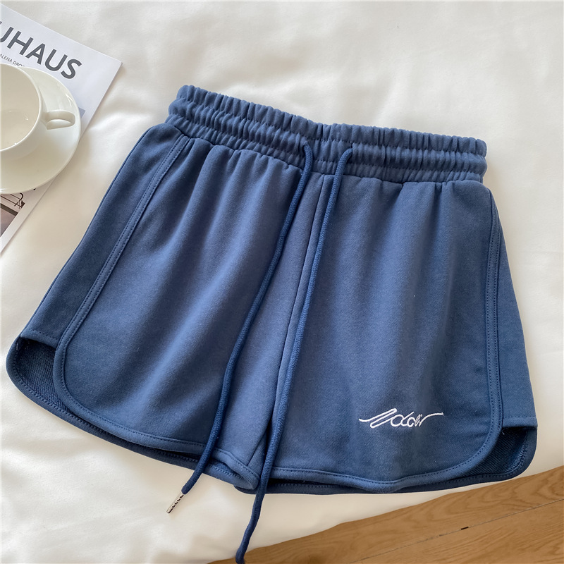 Thailand Popular 2021 Summer New Embroidered Shorts Women's Loose Large Size High Waist Casual Wide Leg Pants Sports Hot Pants