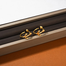 凯旋门金船锚造型耳环法式轻奢简约设计耳钉铜镀18K真金耳饰
