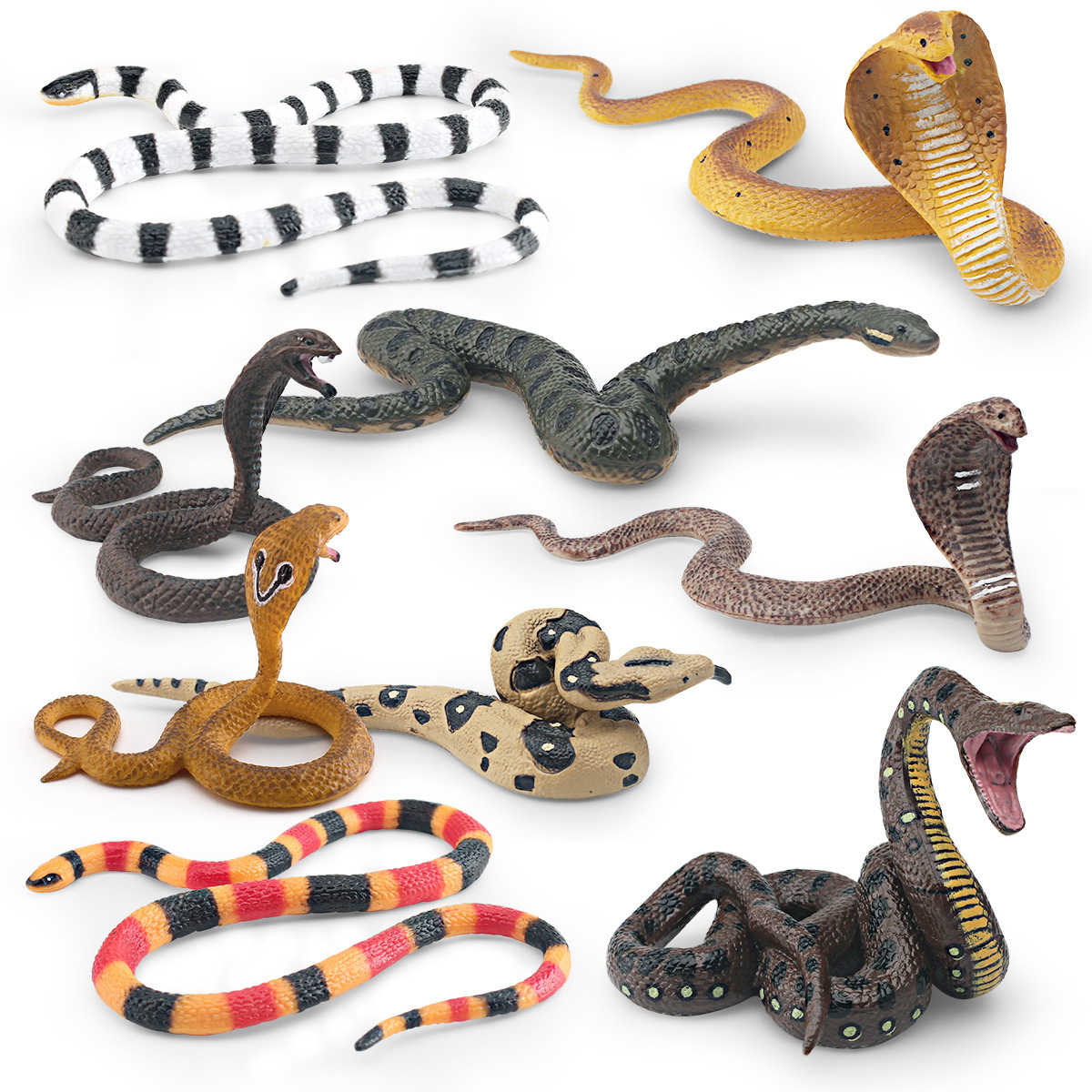 儿童认知仿真野生爬行动物眼镜蛇大蟒蛇绿森蚺珊瑚蛇模型装饰摆件