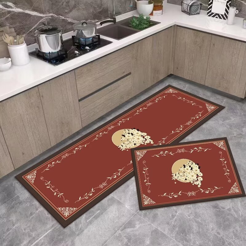 Chinese Style Diatom Ooze Printed Soft Mat Kitchen Two-Piece Set Floor Mat Absorbent Oil-Absorbing Non-Slip Mat Set Carpet