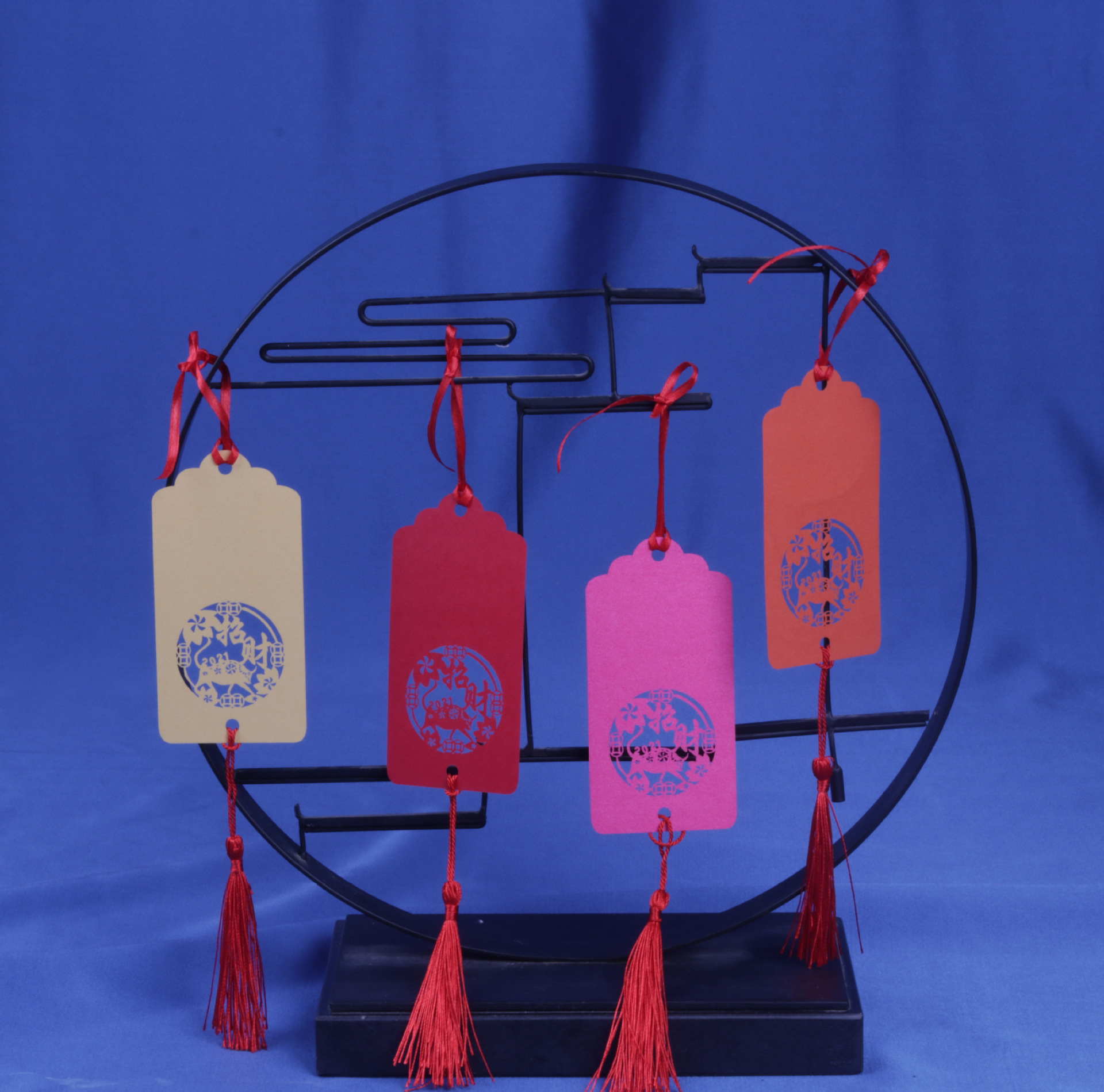 牛年福纸卡 定制 寺庙心愿卡 新年快乐卡 流苏纸卡 祈福手写吊卡