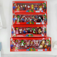 超级玛丽6款Super Mario马里奥路易耀西库巴绿龙盒装摆件玩偶公仔