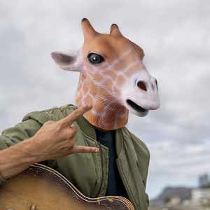 2021年跨境圣诞节跳舞表演面具长颈鹿动物面 搞怪搞笑乳胶头套