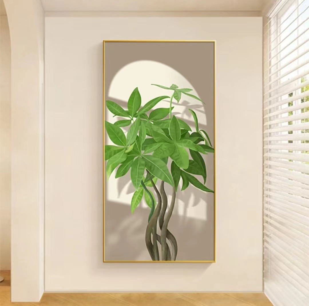 北欧光影绿植入户玄关装饰画 家大业大简约走廊过道砂岩挂画-阿里巴巴