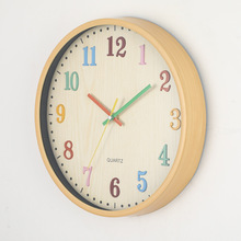 12寸彩色立体数字挂钟卡通客厅钟表创意跨境亚马逊儿童房clock