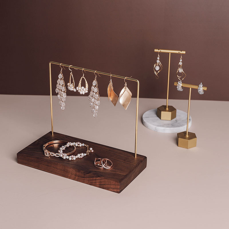 锦瑟陈列 黑胡桃木首饰挂架珠宝展示架耳钉耳环架子收纳饰品架女