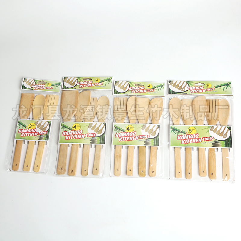 Yiwu Delivery Six-Piece Set Bamboo Spoon Soup Spoon Rice Scoop Non-Stick Pan Bamboo Shovel Kitchen Set High Temperature Resistant Cooking Spoon