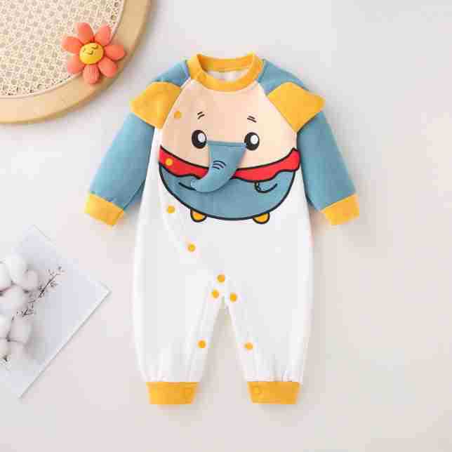 婴儿长袖连体衣哈衣男女宝宝加绒加厚新生儿衣服纯棉卡通外出爬服