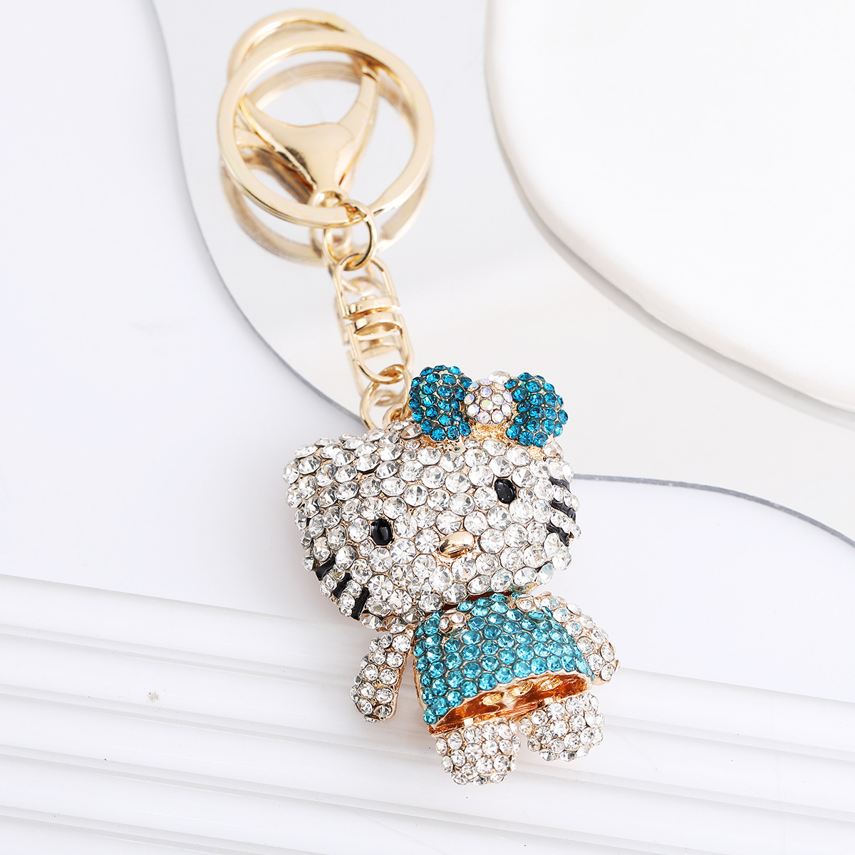 蓝色系绝配可爱kt卡通钥匙扣少女心甜美小猫挂件情侣闺蜜书包配饰