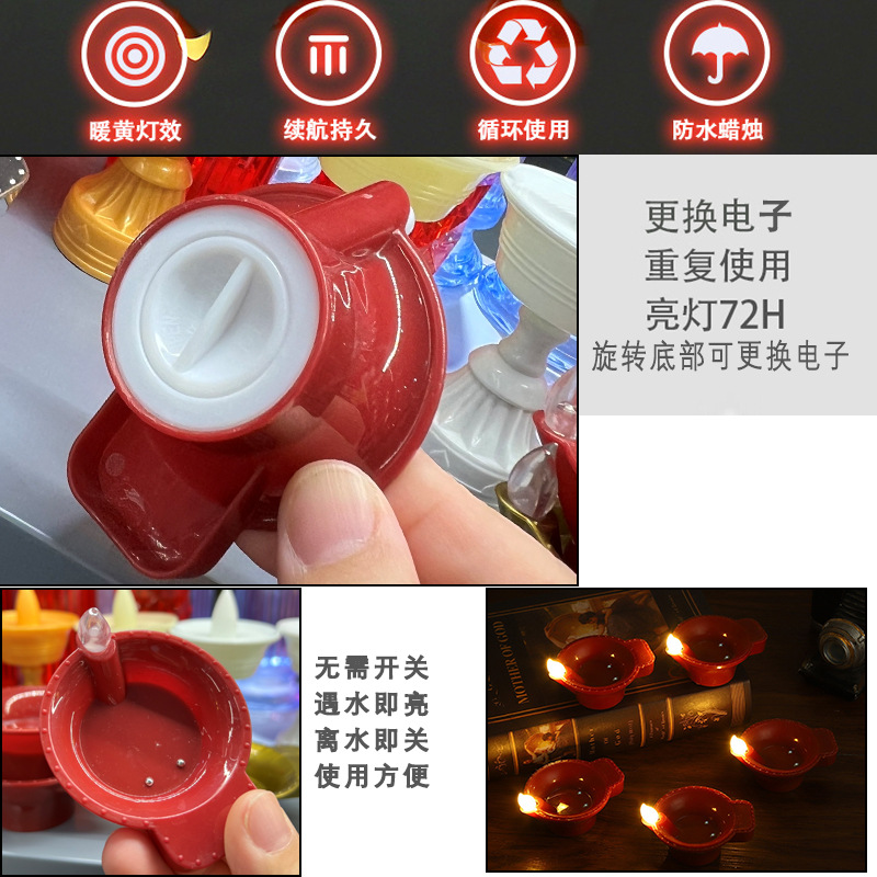 Waterproof Golden Plastic Bright Creative Oil Candle Lamp