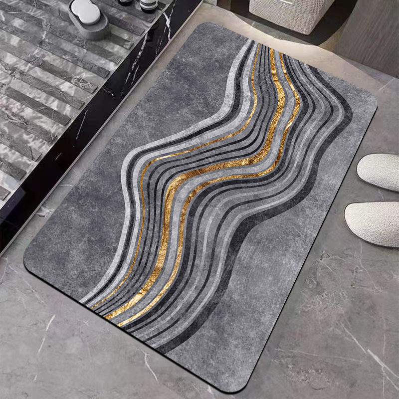 New Bathroom Diatom Ooze Absorbent Floor Mat Marbling High-Grade Bathroom Non-Slip Quick-Drying Floor Mat Household Foot Mat