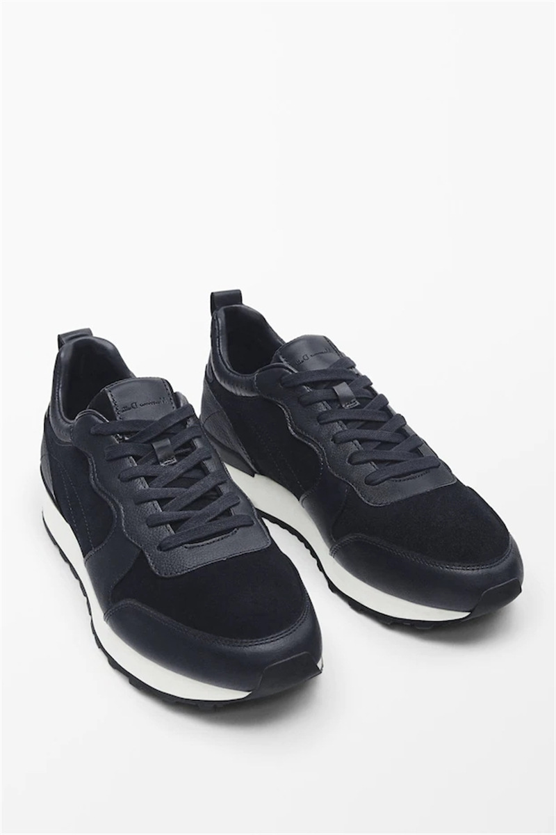 西班牙小众真皮运动鞋男圆头系带深色跑步鞋休闲阿甘鞋-阿里巴巴