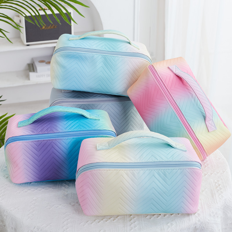 New Pu Cosmetic Bag Large Capacity High Sense Portable Travel Cosmetics Storage Bag Household Pillows Wash Bag