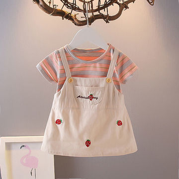 批发童装女童夏季背带裙女宝宝可爱公主假两件裙子小童韩版洋气连