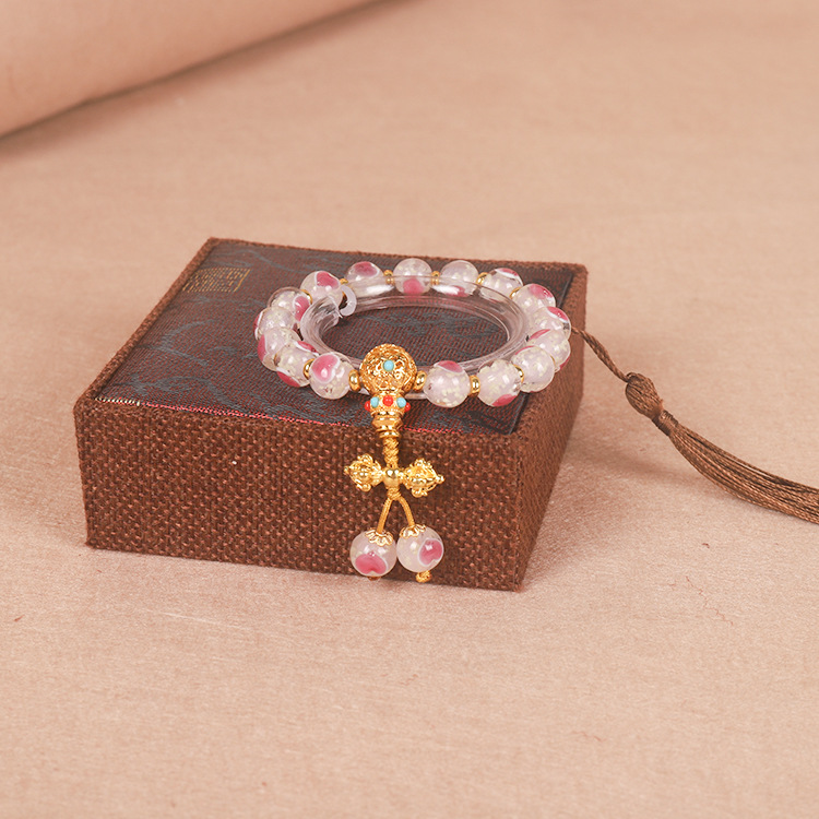 Cherry Blossom Pink Glaze Bracelet Luminous Heart Bracelet Personalized Design Qin Xiaoxian Same Style Fragrant Gray Glazed Bracelet