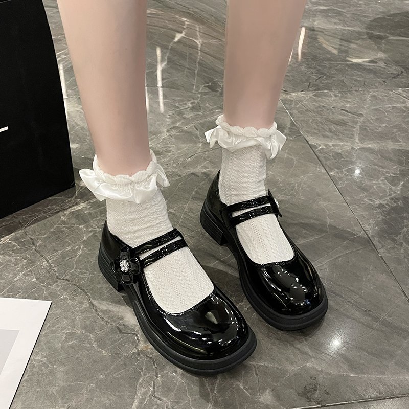 初中生小学生白黑色小皮鞋日系少女孩校服礼仪公主鞋