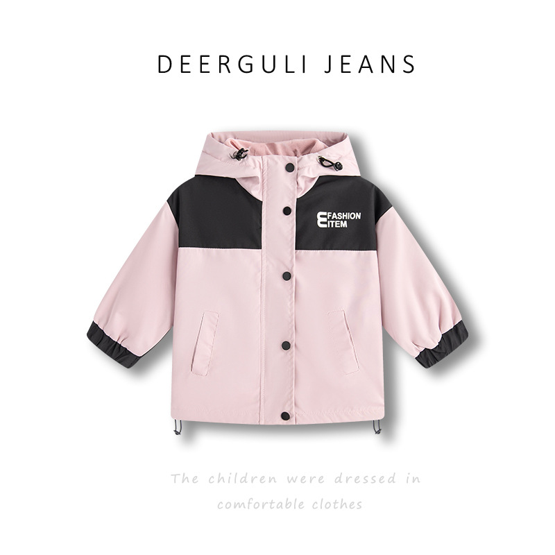 西米鹿童外套2023冬新款儿童洋气加绒冲锋衣连帽外套保暖夹克衫