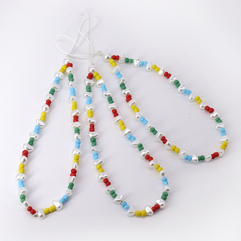 彩色串珠珍珠混搭手机链复古手机挂绳挂饰防丢手机链包包装饰挂件