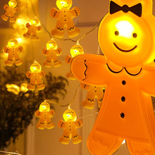 圣诞氛围装饰led姜饼人灯串小灯 儿童卡通挂件姜饼人节日彩灯串灯