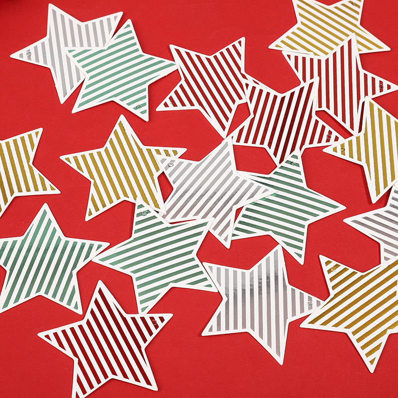 五角星烫金装饰卡片 条纹卡片礼品包装饰品卡片 五角星节日贺卡片