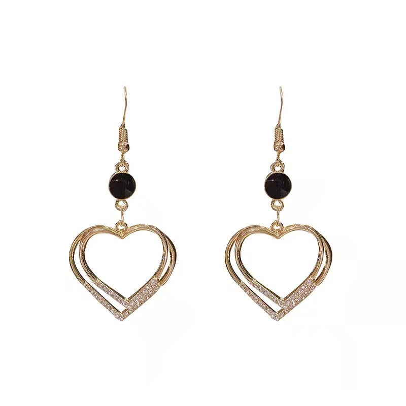 Heart-Shaped Ear Hook Earrings Korean Style Simple All-Match High-Grade Temperament Ins Style Design Earrings