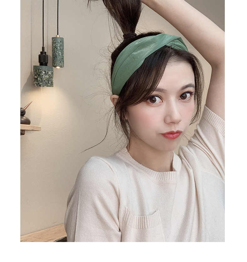 贾静雯同款pu皮革交叉发箍 发卡高档纯色打结头箍 复古气质发饰女